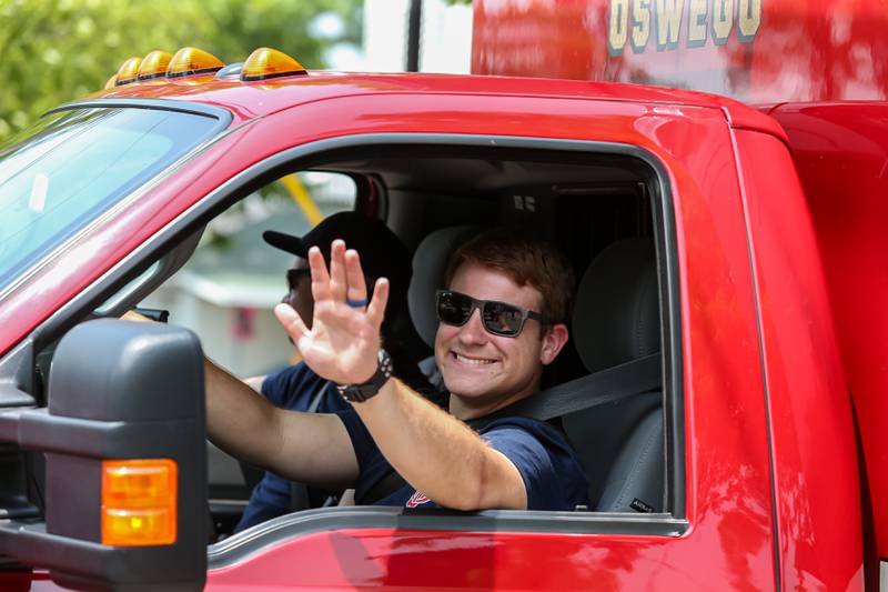 Oswego Fire Dept at the annual PrairieFest parade in downtown Oswego. June 18, 2023.