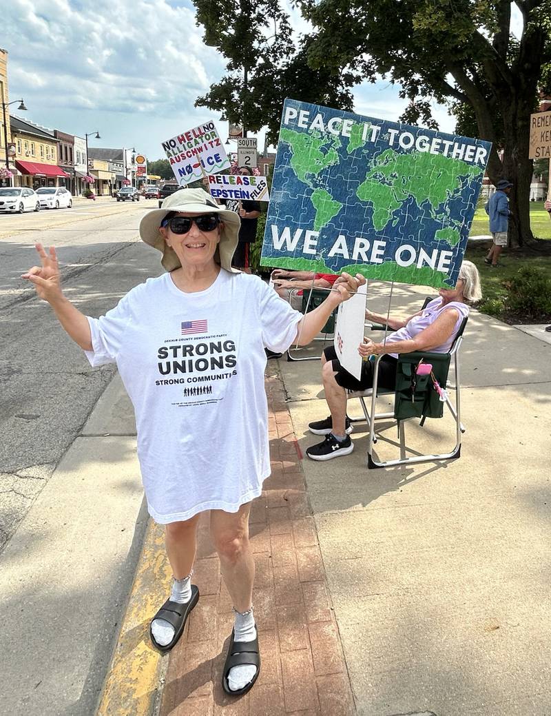 Around 60 people took part in Indivisible of Ogle County's  rally Saturday, Aug. 16, 2025 in Oregon to protest policies and executive orders by President Donald Trump and his administration. The event was the sixth held in Oregon this year.