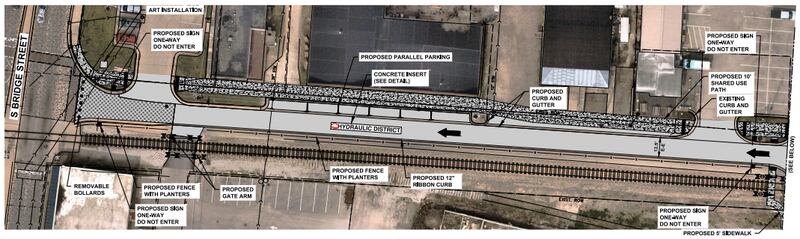 Yorkville City staff plan on installing a one-way street in the downtown district with a multi-use path for bicyclists and pedestrians to improve safety and traffic flow.