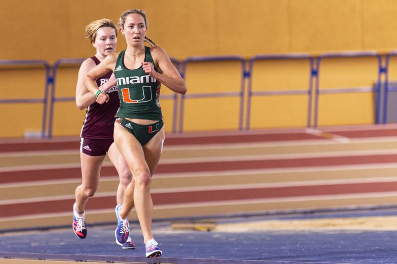 University of Miami graduate student Emma Langlois, a Richmond-Burton graduate, struggled during the fall cross country season but has bounced back with a pair of top-five times in program history during the indoor track season.