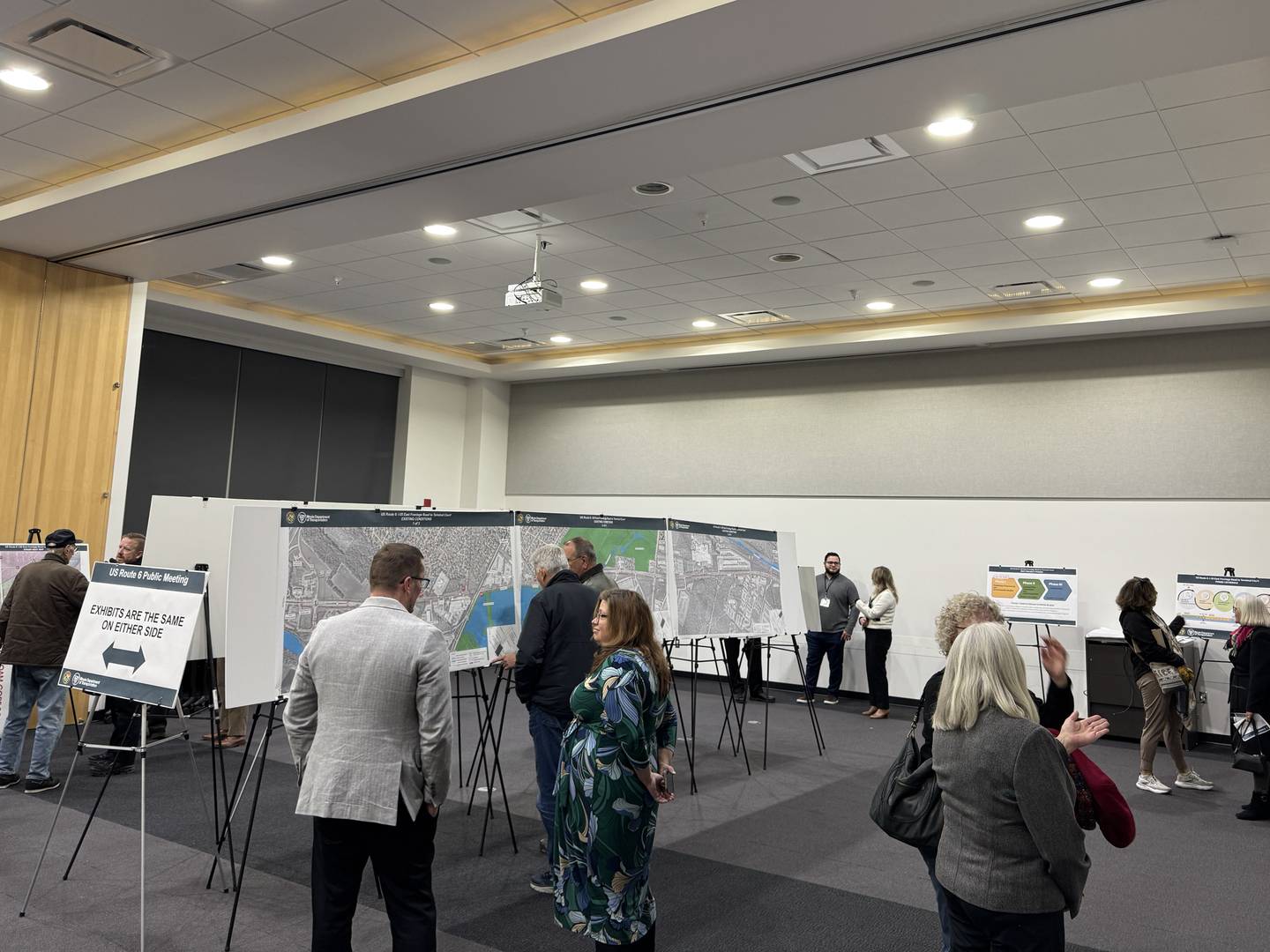 Engineers address the concerns of area residents during a meeting regarding a potential project improving US Route 6 between Channahon and Joliet. Photo taken on Thursday, Dec. 4, 2025.