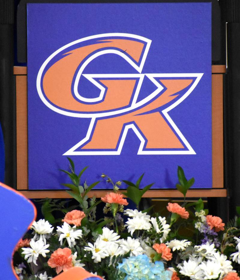 The Genoa-Kingston logo Sunday, May 17, 2026, during the commencment ceremony at Genoa-Kingston High School.