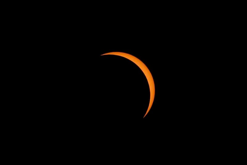 The partial eclipse on Monday, April 8, 2024, at the Crystal Lake Park District's Nature Center.