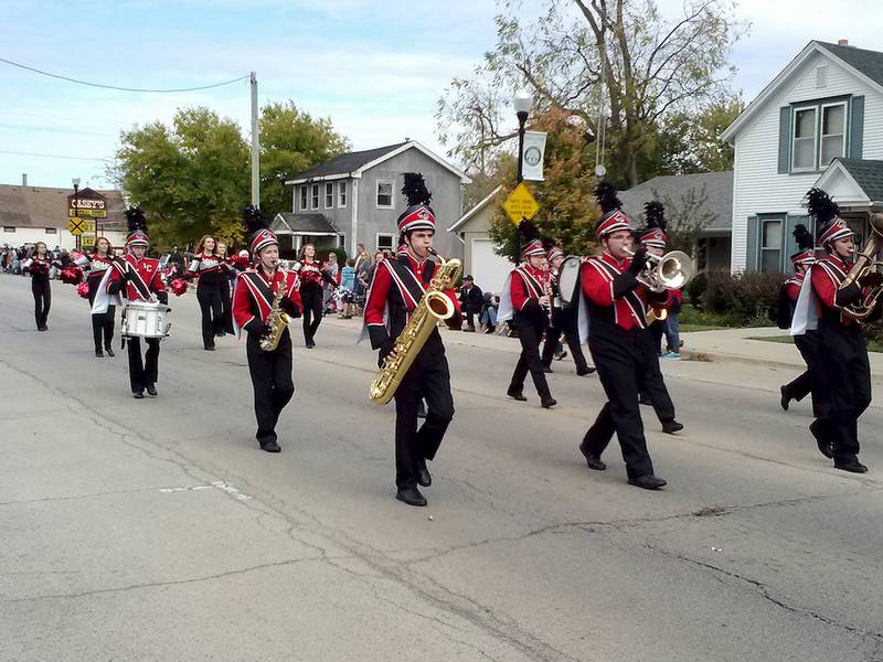 The Indian Creek High School marching band was one of three marching bands in the Cortland Fall Festival Parade on Oct. 12. Bands from DeKalb high school and middle schools also participated.