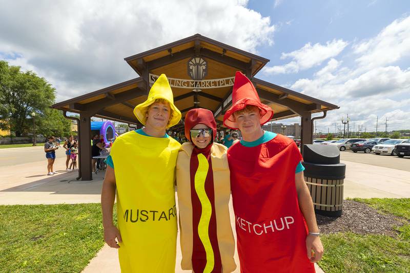 No good Hot Dog Day would be complete without best friends mustard and ketchup as seen Friday, Aug. 2, 2024, in Sterling. Building Lasting Impressions that Never Die (BLIND) leaders Daniel Kelly (left), Paezleigh Hudgin and Blake Guens donned the outfits for the annual event.