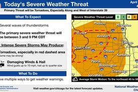 Tornado threat, 60 mph winds and storms target northern Illinois on Thursday