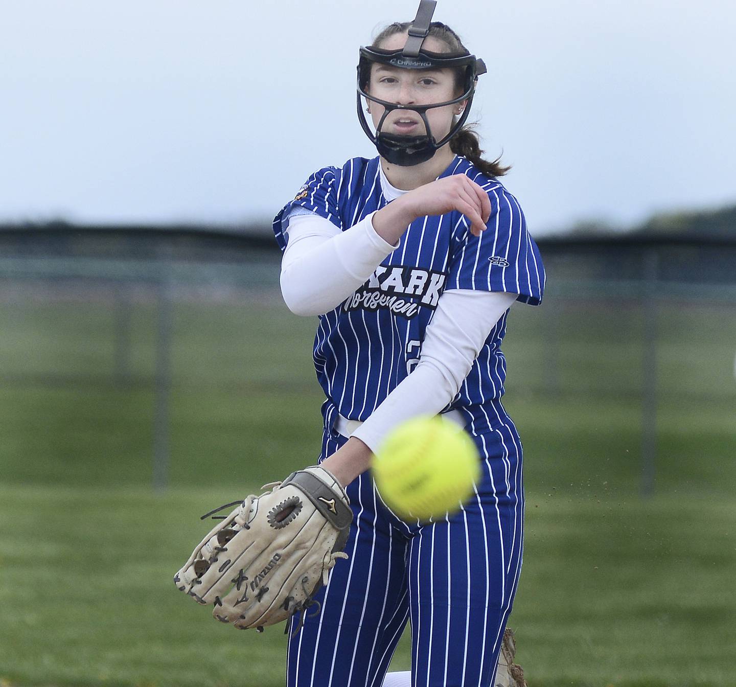 Newark starting pitcher Kodi Rizzo let’s go of a pitch against Serena on Monday, May 1, 2023 at Serena High School.