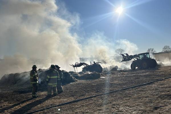 Photos: Firefighters battle hay bale fire at Ogle County farm