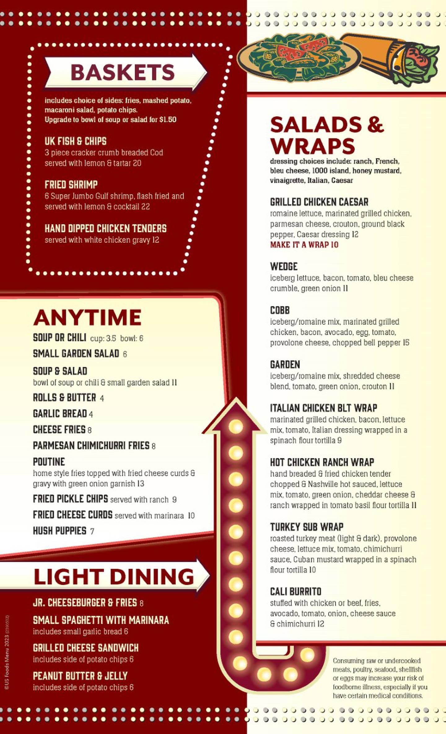A copy of the new menu for Weits Cafe.