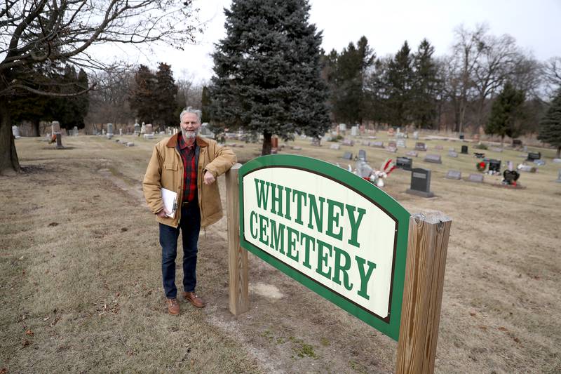 John Hamer at Whitney Cemetery in Campton Hills. The Campton Township Cemetery District has a referendum on the April 1 ballot, asking for the property extension to be increased to 0.0073 – which translates to $7.30 per $100 EAV – for continued cemetery upkeep.