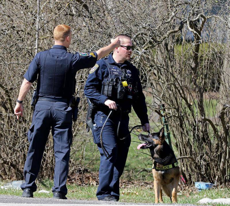 Law enforcement investigate Joy Lane on Monday, April 8, 2019 in Sleepy Hollow.