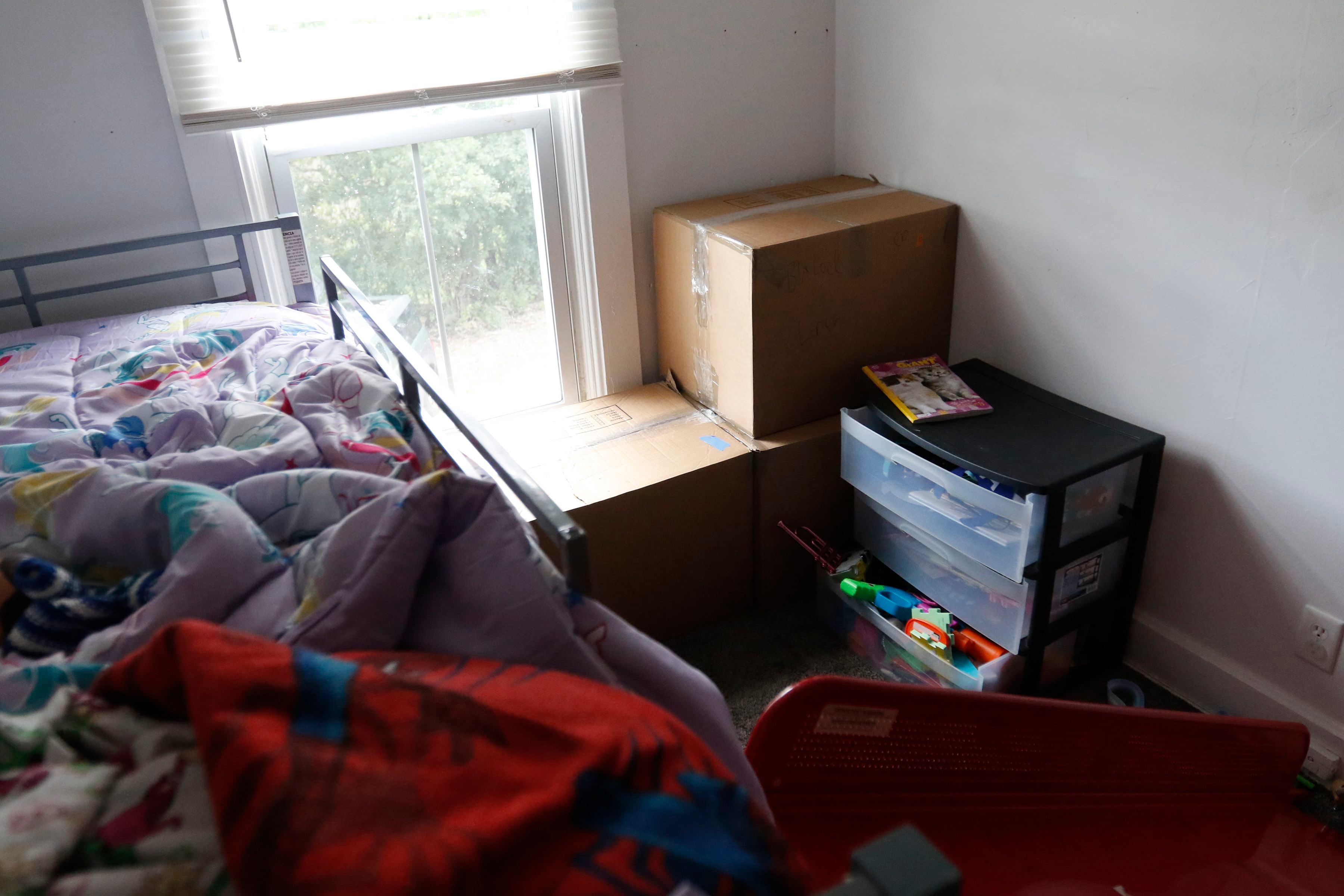 Boxes to toys from his daughters room that Ty Carter has pre-packed in his apartment in Lake Villa on Wednesday, August 3, 2022. Carter is looking for an affordable apartment to rent in McHenry County for his two children, and himself.
