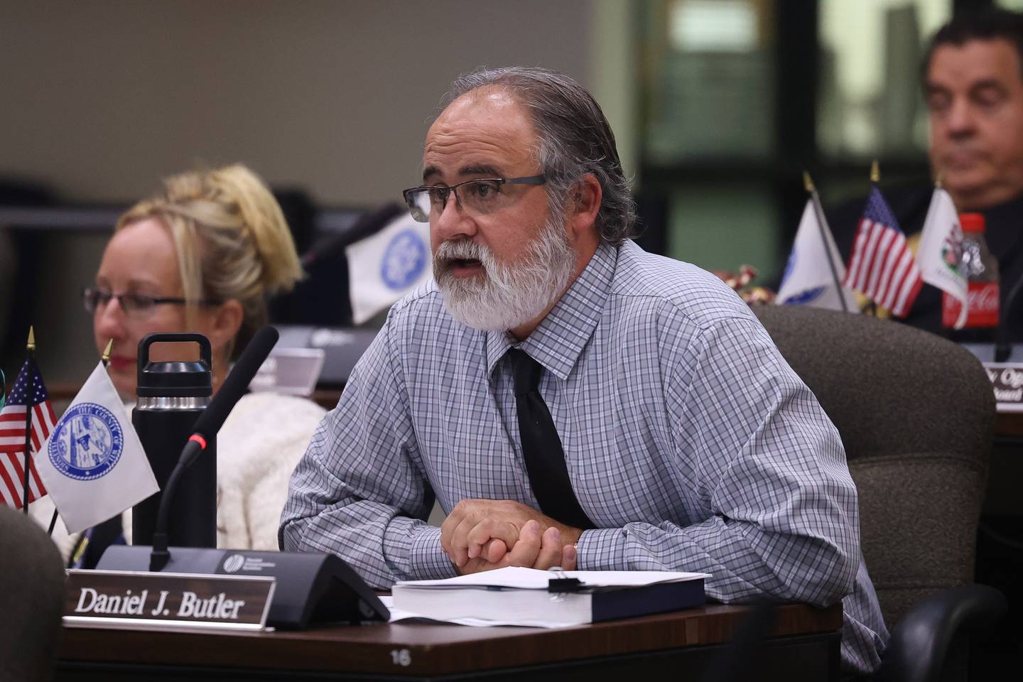 Will County board member Daniel Butler speaks at a special meeting on the future of the old Will County Courthouse at the Will County board on Thursday, Aug. 17, 2023 in Joliet.