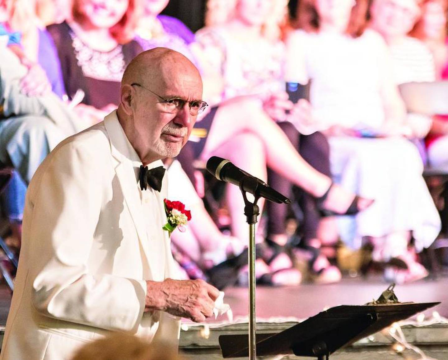 James Wiltz speaks Wednesday during the dedication ceremony of the auditorium named after him.