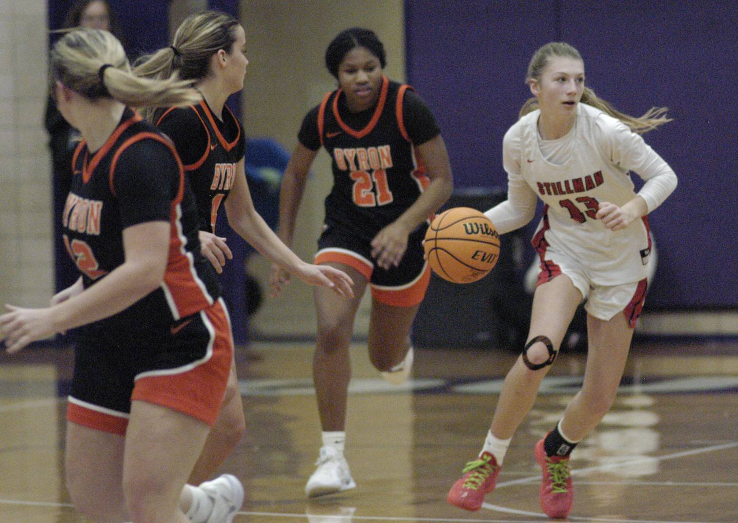 Stillman's Lillian Green looks to pass the ball upcourt. Byron faced Stillman Valley in the championship game of  the Dixon Girls KSB Holiday Basketball Classic Saturday, Dec. 28, 2024.