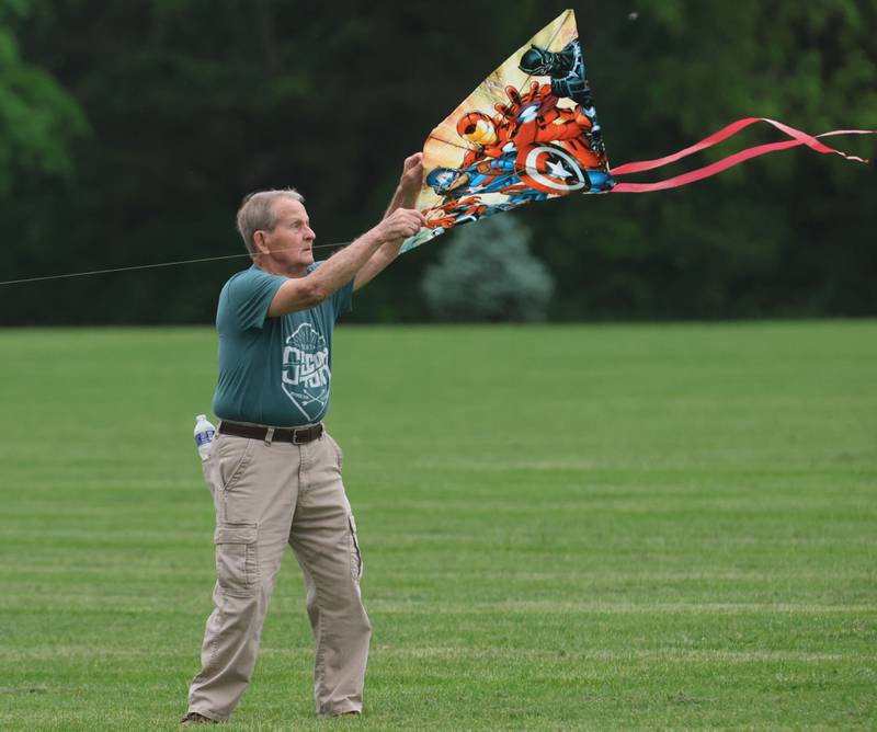 Don Schiff, volunteer with the Second Story Teen Center helps fly kites during the Second Story Teen Center kite flying contest on Wednesday, May 20, 2026 at City County Park in Princeton. 
The event featured over 2 dozen kites, hot dogs, games and more.