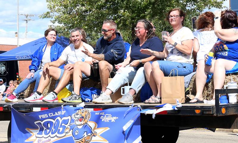 The Princeton High School class of 1985 rides oan a float during the 54th annual Homestead Festival parade on Saturday, Sept. 6, 2025 in Princeton.