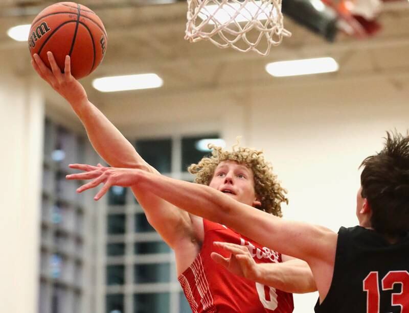 Hall's Mac Resetich drives against Stillman Valley Saturday night.