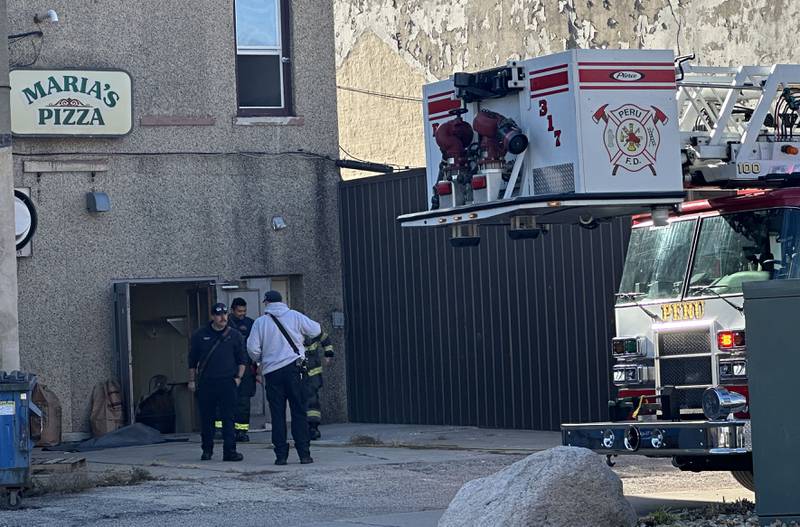 A smoke investigation Thursday, Nov. 13, 2025, at the former Maria’s Pizza in downtown Peru led firefighters to find burning 2x4s in the basement. What happened? Fire Chief Jeff King said the owner, who was making interior improvements, got cold and ignited the wood to keep warm.