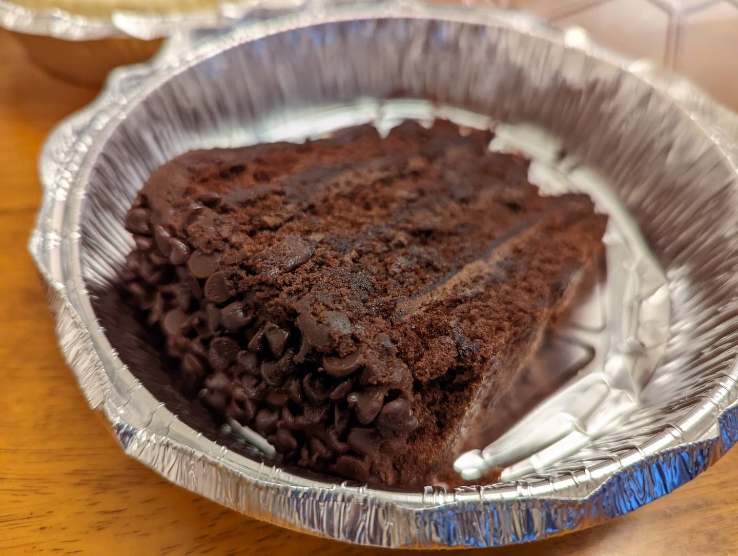The three-layer chocolate cake from Al's Steak House in Joliet was topped with delicious chocolate frosting and smothered in chocolate chips.