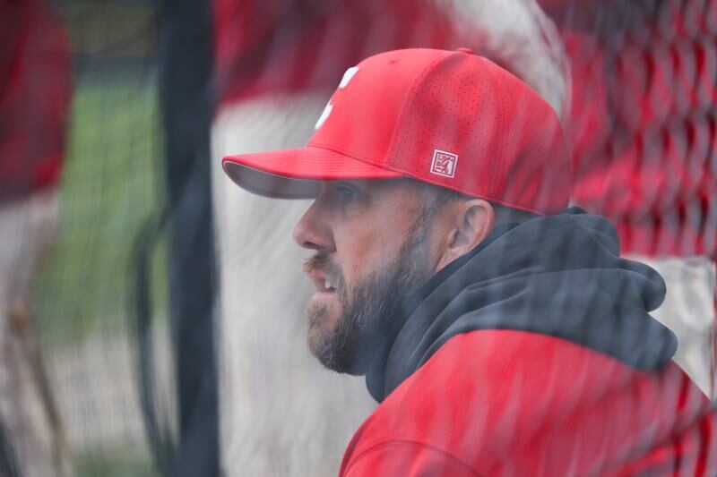 Lincoln-Way Central head coach Mitch Nowicki during the game against Lincoln-Way West on Monday, May 8, 2023 in New Lenox.