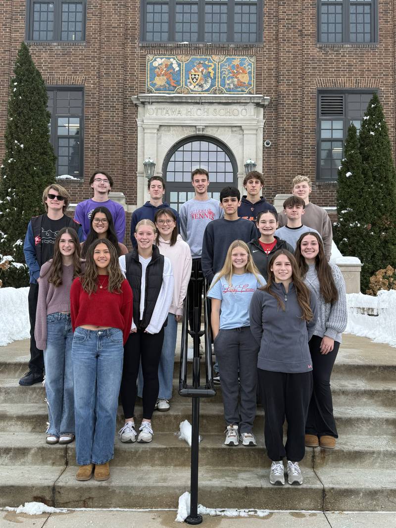The 2026-2027 Illinois State Scholars from OTHS are Kaden Araujo, Taylor Brandt, Colt Bryson, Brooklyn Byone, Teagan Cole, Lucas Conley, Mario Gerena, Malcolm Gretencord, Rylee Harsted, Joseph Liebhart, Zulee Moreland, Jonathan Neu, Luke Passwater, Mason Posey, Claira Ruiz, Grant Smithmeyer, Madilyn Soulsby, Mary Stisser and Ava Weatherford.