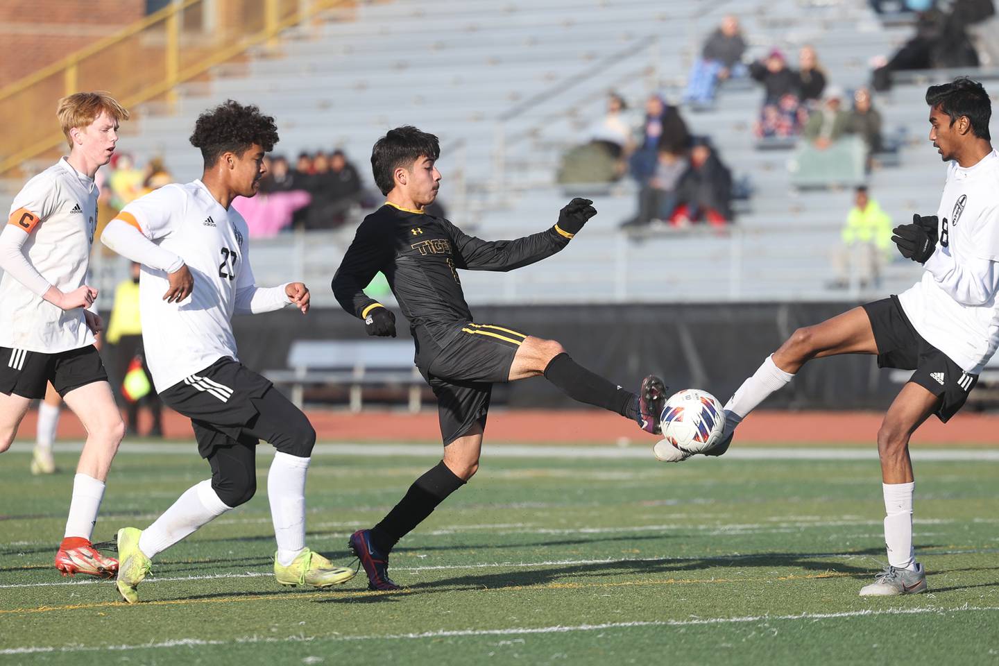 Joliet West’s Adrian Maldonado takes a shot against East Moline United in the Class 3A Joliet West Regional semifinal on Tuesday.