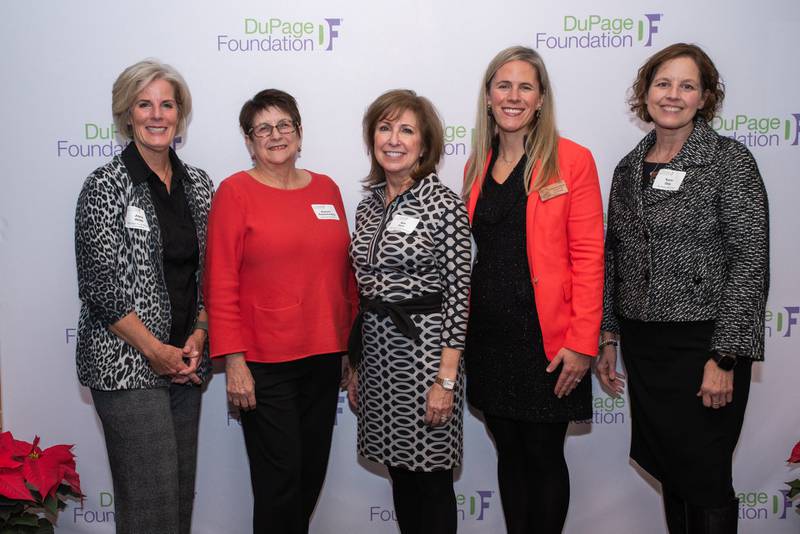 Pictured (L to R): Joyce Webb, Glen Ellyn Fund Advisory Committee member; Barbara Kwiatkowsky, Go Green Board member;  Glen Ellyn Fund Advisory Committee Vice Chair Kim Dorn; Jacquelyn Casazza, President Go Green Glen Ellyn; Karin Daly, Co-Founder Go Green Glen Ellyn