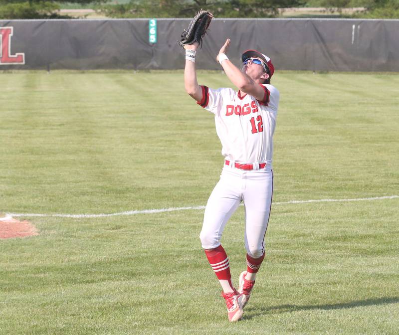 Streator's Cooper Spears squeezes his glove to force out a Richwoods batter during the Class 3A Sectional semifinal game on Wednesday, May 31, 2023 at Metamora High School.