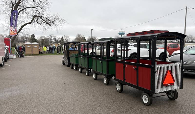 The train rolls in to pick up kids during Ottawa's Easter Egg Hunt on Saturday, April 4 at Peck Park in Ottawa.