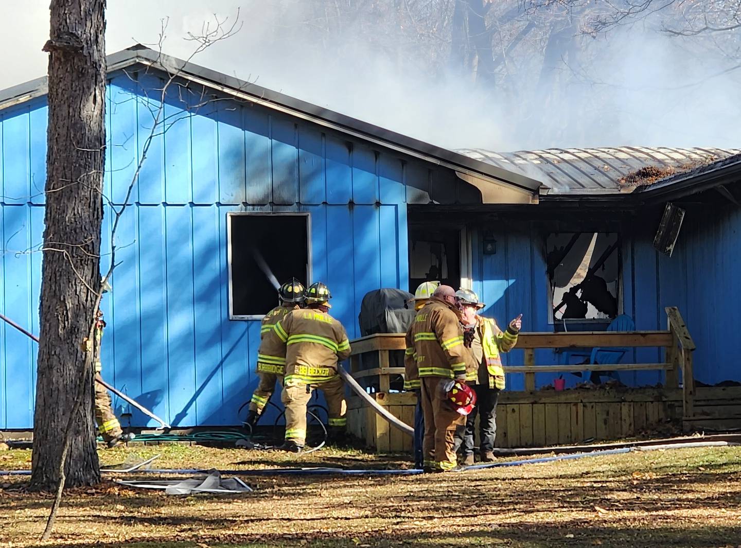 Firefighters extinguished a fire Thursday, Nov. 2, 2023, in La Moille.
