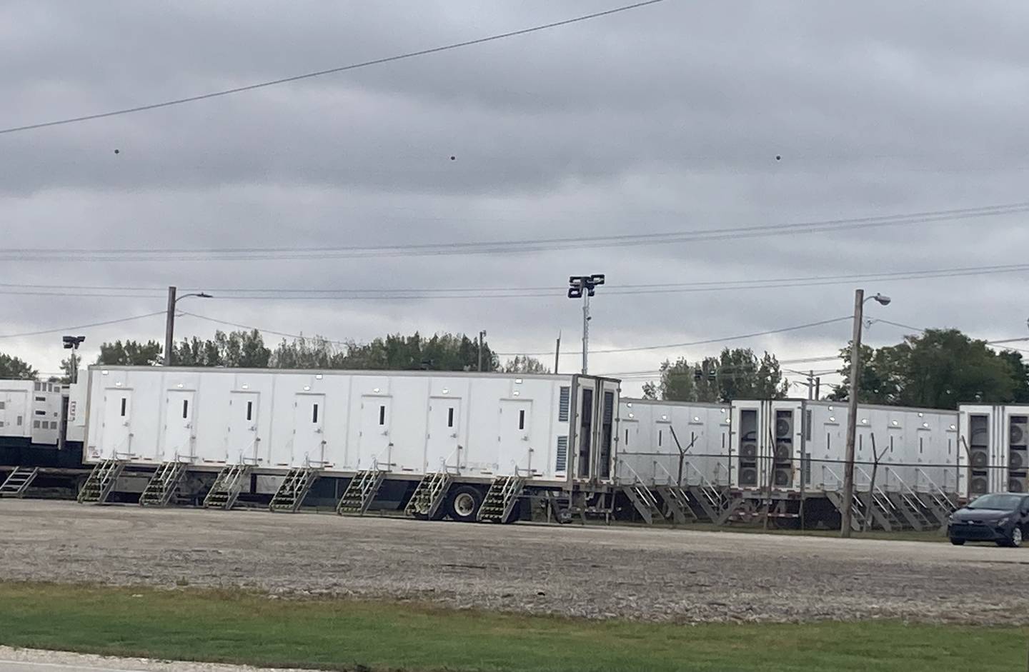 Sleeper units sit on the grounds of the Joliet Local Training Area site for the Illinois National Guard at 20612 Arsenal Road in Elwood on Tuesday, Oct. 7, 2025.