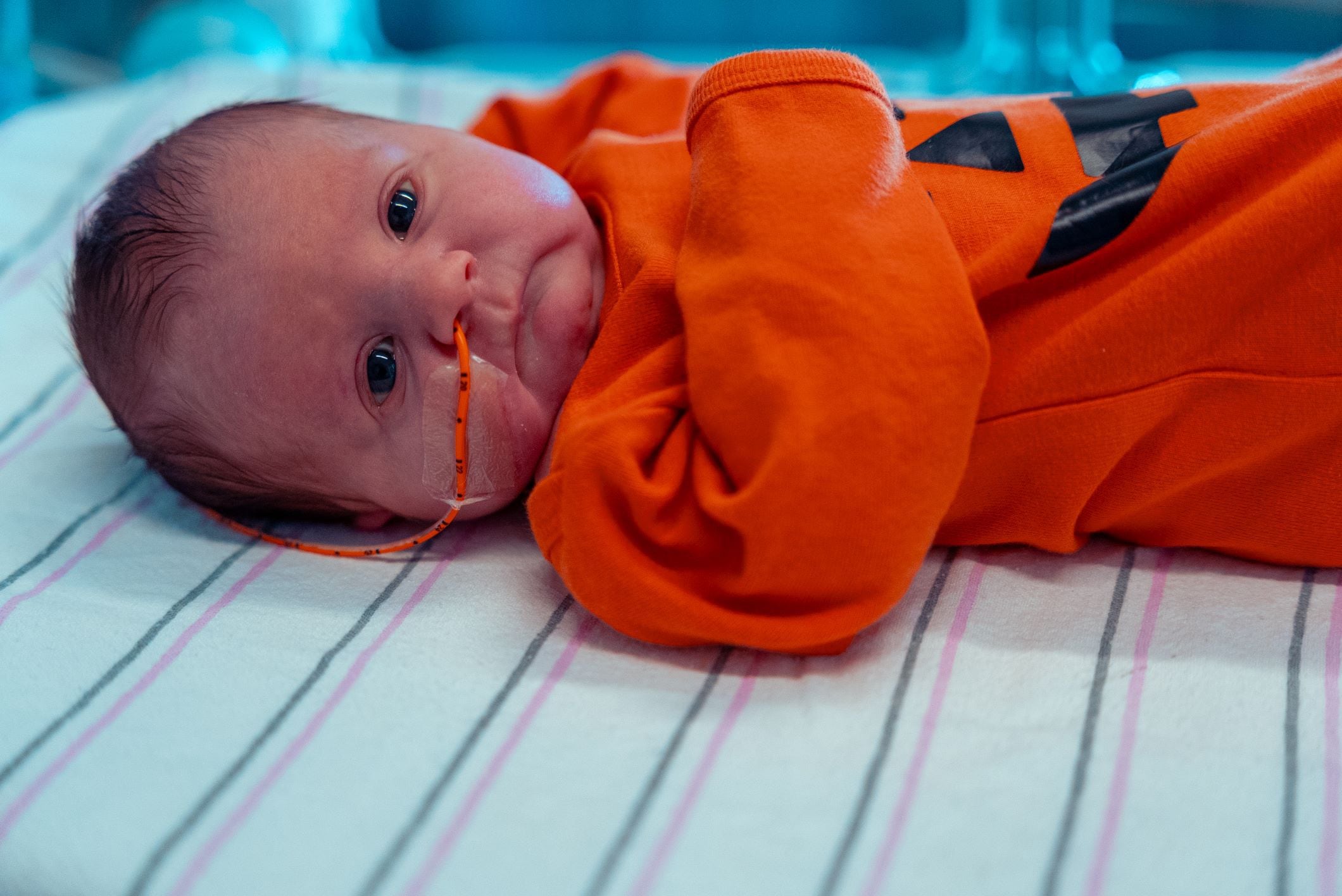 A Jack-o-Lantern pumpkin at the Silver Cross Hospital NICU on Halloween 2025.