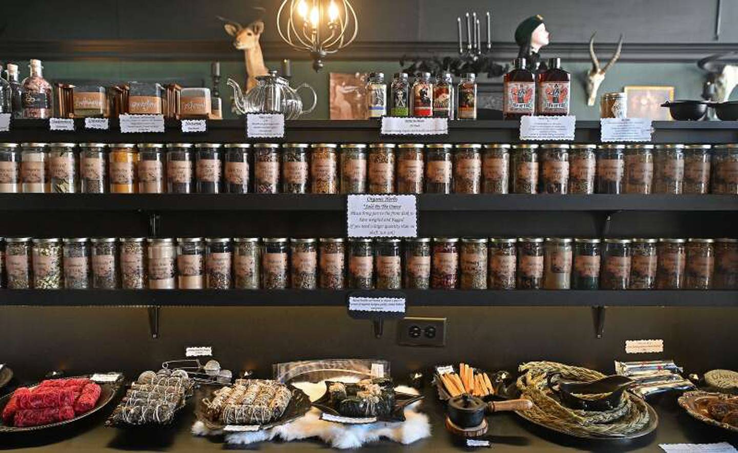 Morbid Mementos in Elgin has a variety of organic herbs and tea blends.