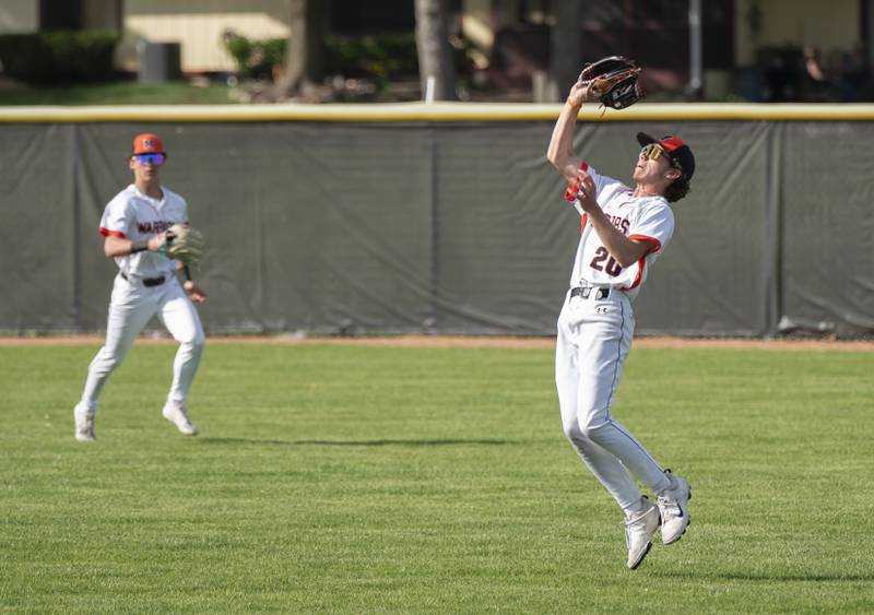 McHenry's Nathan Neidhardt makes a catch in the outfield during their game against Prairie Ridge on Friday, May 16, 2025 at McHenry High School. Ryan Rayburn for Shaw Local