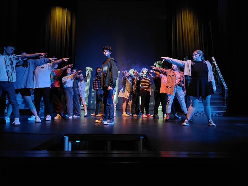 Lucas Fraga as Percy Jackson sings during rehearsal of Streator High School's performance of "The Lightning Thief: The Percy Jackson Musical."