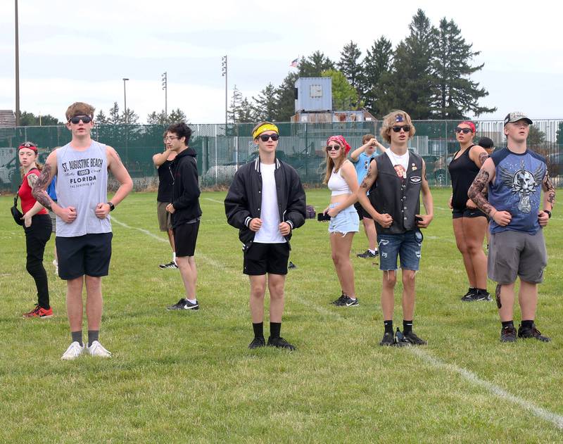 The Kaneland High School Marching Band Drumline practices during band camp on Friday, August 2, 2024 in Maple Park.