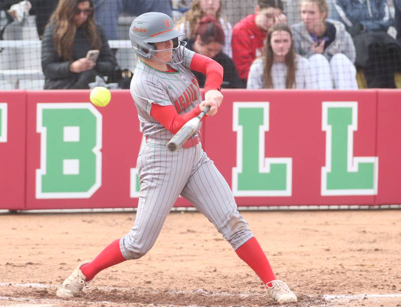 L-P's Allie Thome strikes out swinging against Ottawa on Monday, April 21, 2025 at the L-P Athletic Complex in La Salle.
