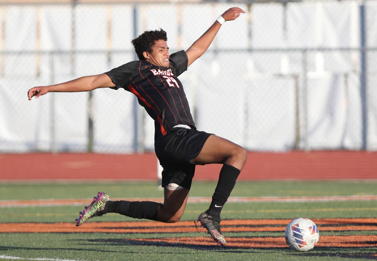 DeKalb's Josiah Antimo fires a shot past the Sycamore goalie putting DeKalb up 2-0 in their game Tuesday, Oct. 4, 2022, at DeKalb High School.