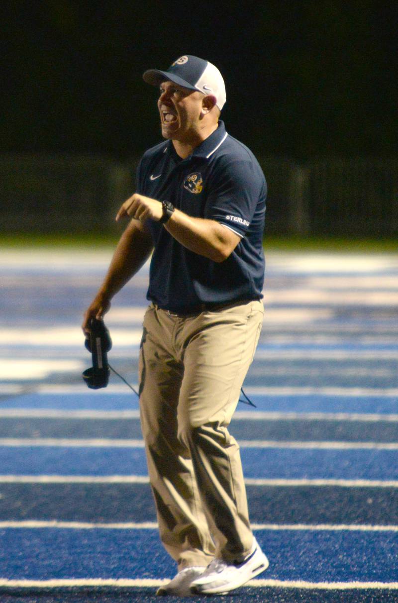 Sterling's coach has words with his team during their game against St. Francis Friday Sept 2, 2022.