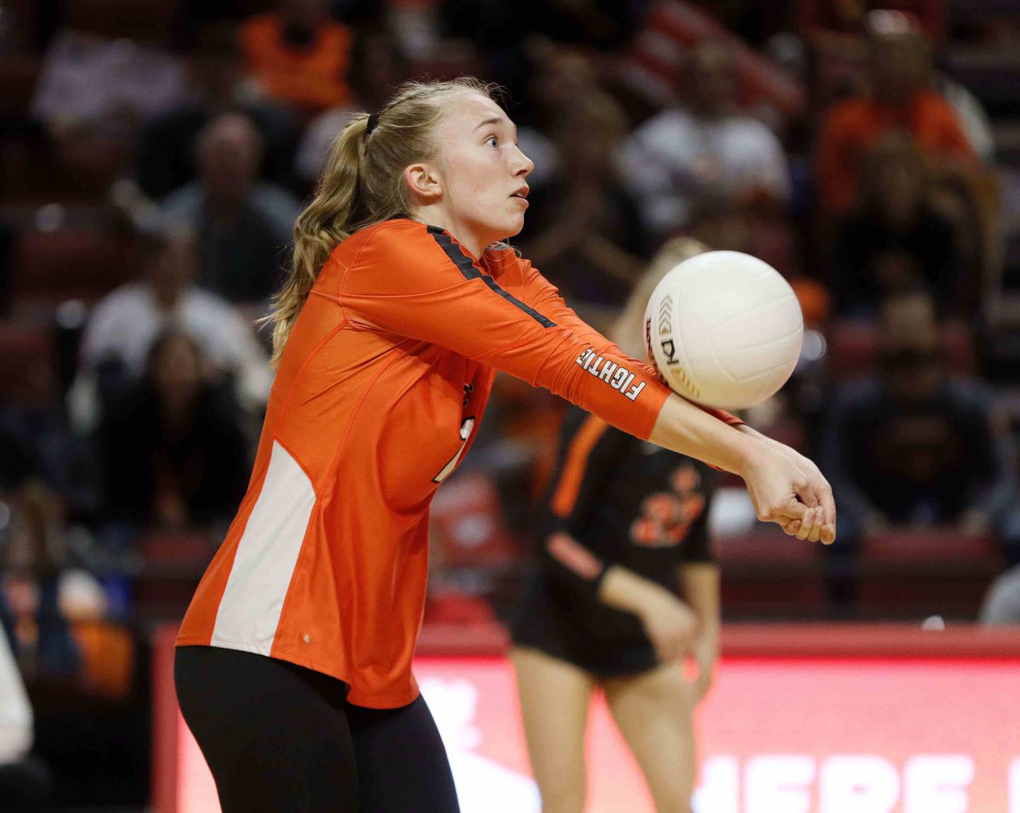 Brian Hill/bhill@dailyherald.com
St. Charles East's Lia Schneider (1) during the IHSA Class 4A third-place game between Barrington and St. Charles East Saturday November 12, 2022 at Redbird Arena in Normal.