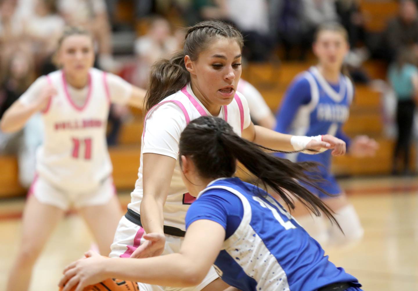 Batavia’s Hallie Crane plays defense against Wheaton North during a game on Wednesday, Jan. 29, 2025 at Batavia.
