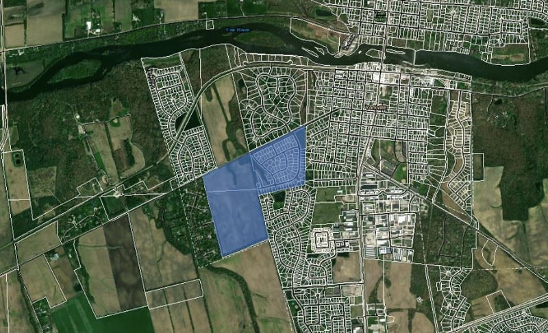 A senior-living community with up to 346 dwelling units is being proposed on the Christie Property, 130 acres located south of Fox Road, west of Morgan Street, and north of the Greenbriar subdivision. The plans include 88 lots from the undeveloped Williamsport subdivision.