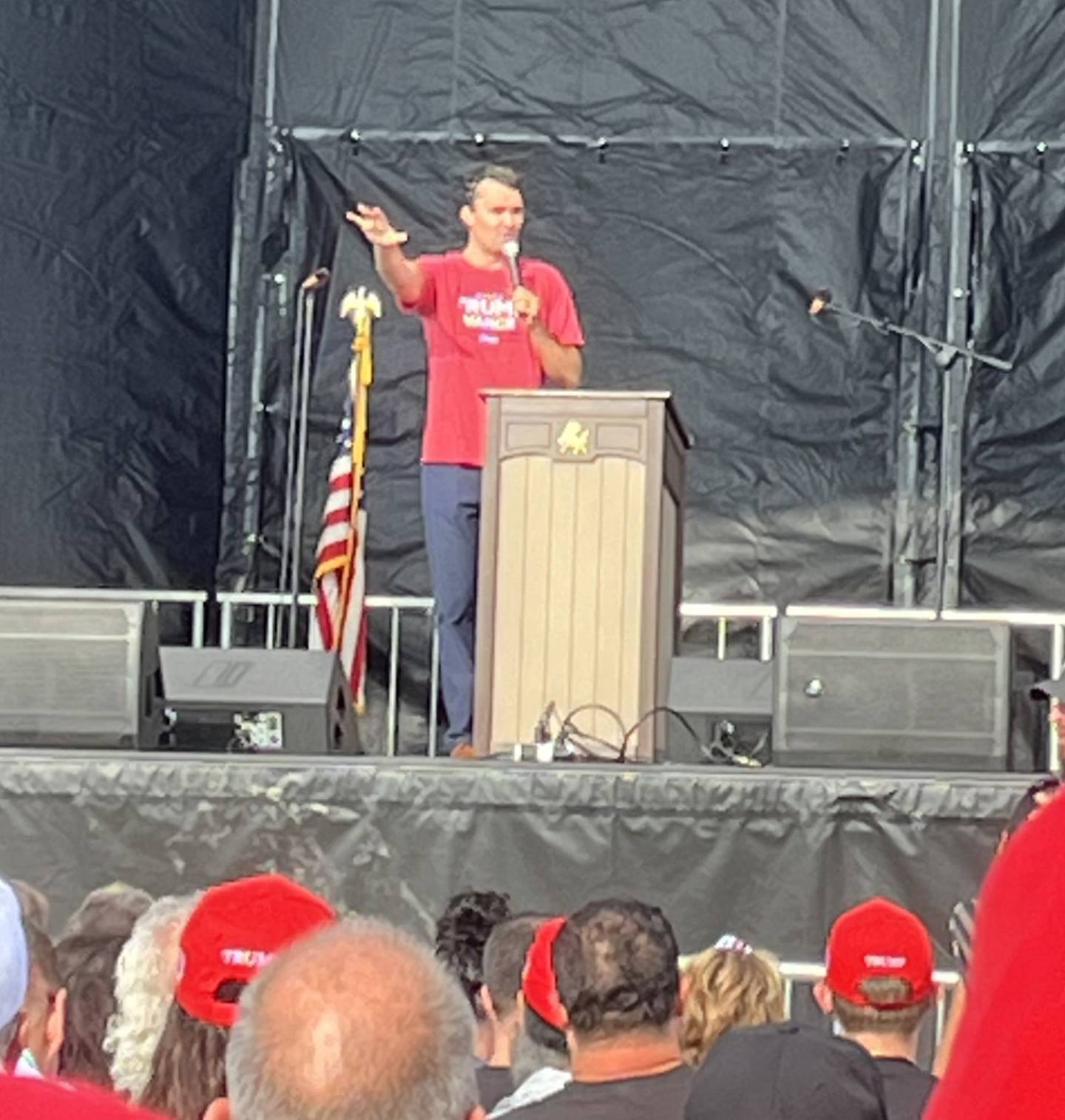 Charlie Kirk speaks at a rally for President Donald Trump in August 2024 in Woodstock, during Trump's run for his second term in office.