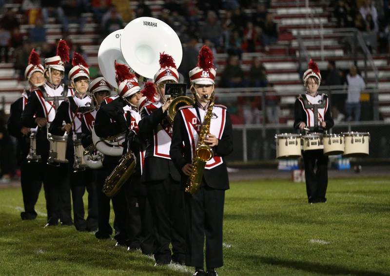 Ottawa band members take the field during Homecoming on Friday, Oct. 4, 2024 at King Field.