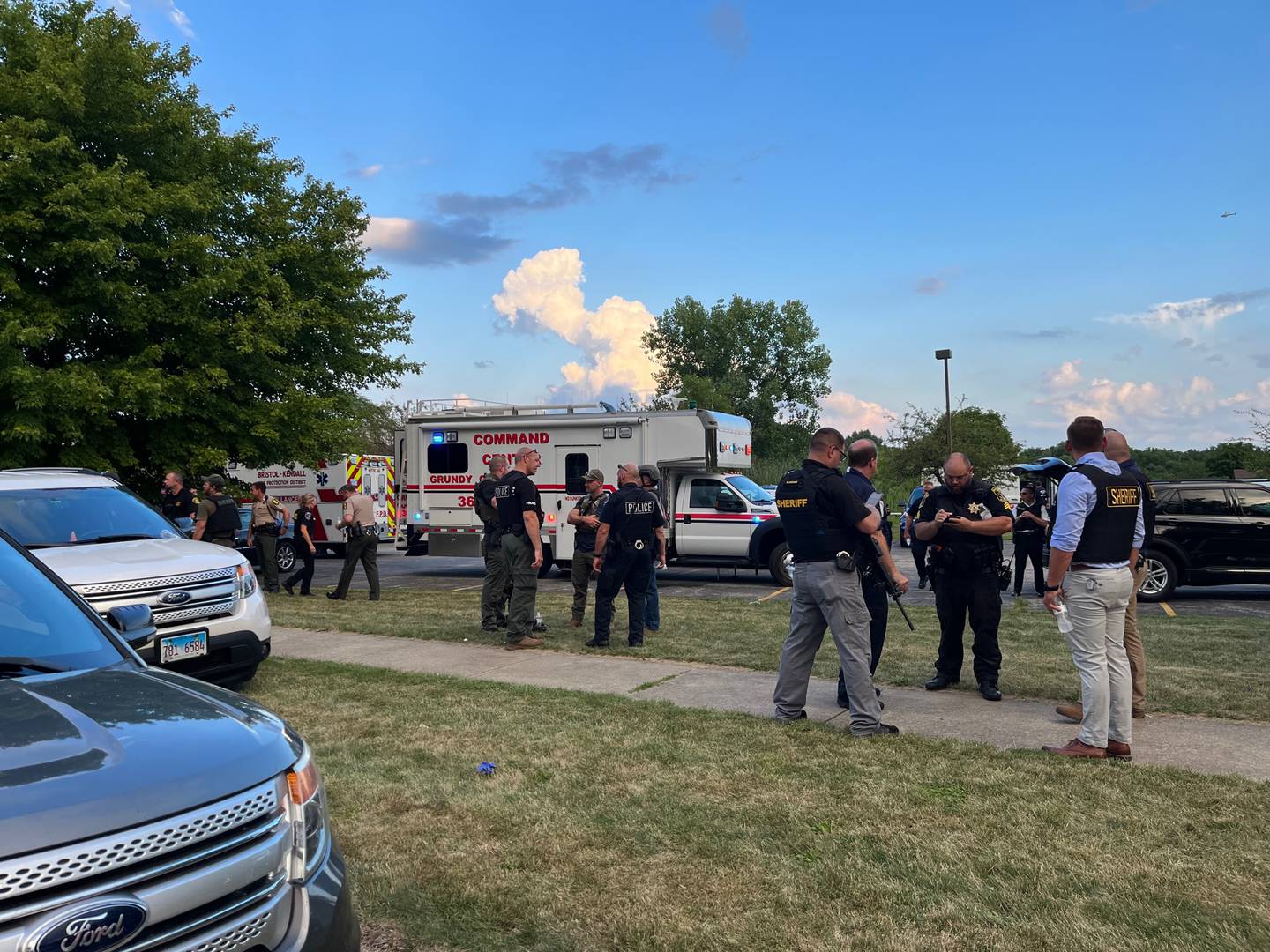 Multiple agencies gather to assist the Morris police department during Thursday nights active shooter incident.