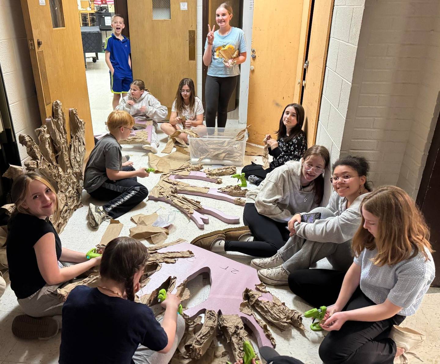 Sycamore Middle School cast members rehearsing a scene for their upcoming production of “The Wizard of Oz"