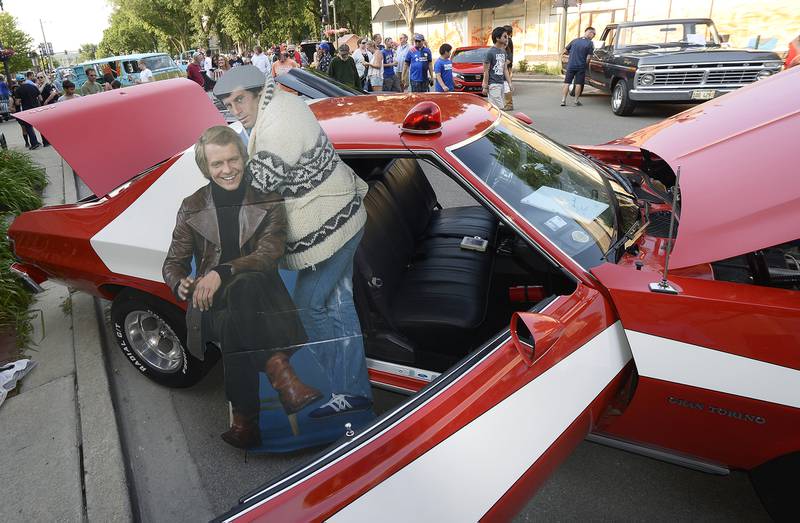 Though in a cardboard form, Starsky and Hutch made an appearance Friday, June 16, 2023, to pose with their Ford Gran Torino during the annual Ottawa Cruise Night.