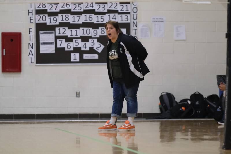 Glenbard West head coach Christine GiuntaMayer during the game against Roncalli (IN) in the Lincoln-Way East Tournament title match. Saturday, April 30, 2022, in Frankfort.