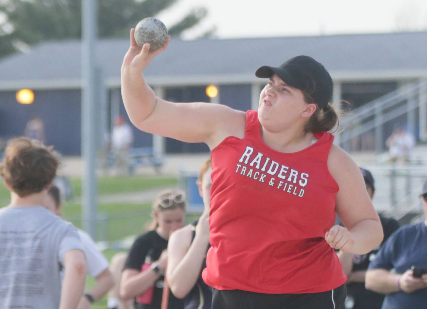 Earlville's Isabella Harp throws the shot put in the Class 1A Bureau Valley Sectional on Wednesday, May 11, 2022, in Manlius.